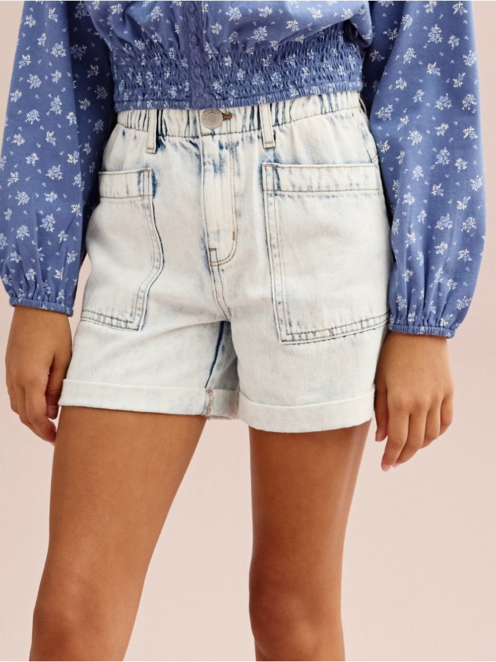 SO girls paper bag waist denim shorts size 10